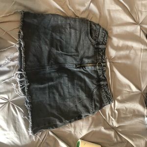 Black denim skirt
